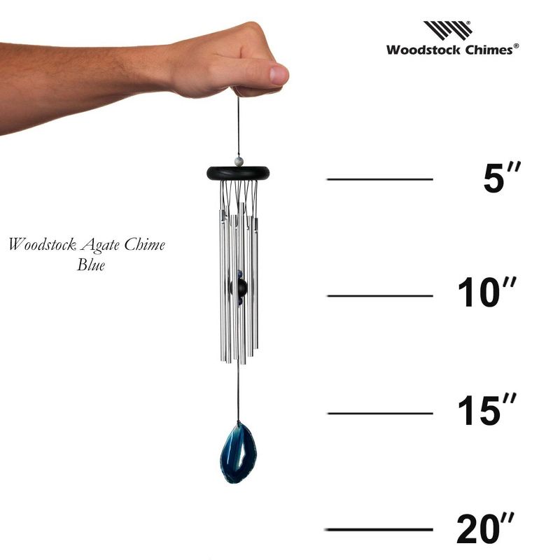 Woodstock Wind Chimes Signature Collection, Woodstock Agate Chime, Wind Chimes For Outdoor Patio and Garden, 18", 4 of 7