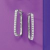Ross-Simons 1.00 ct. t.w. Diamond Paper Clip Link Hoop Earrings in Sterling Silver - 3 of 4
