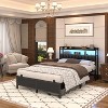 Besiost Bed Frame with Upholstered Storage Headboard, Bedframe with Charging Station and LED Light - 3 of 4