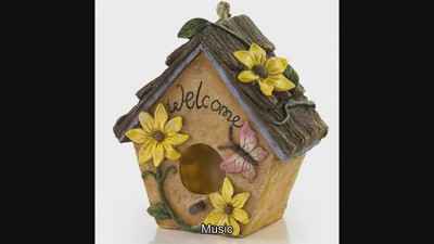 Yellow Flower Garden Welcome Hanging Birdhouse