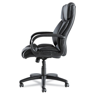 Elegance High-Back Black Leather Swivel Executive Chair with Plastic Arms