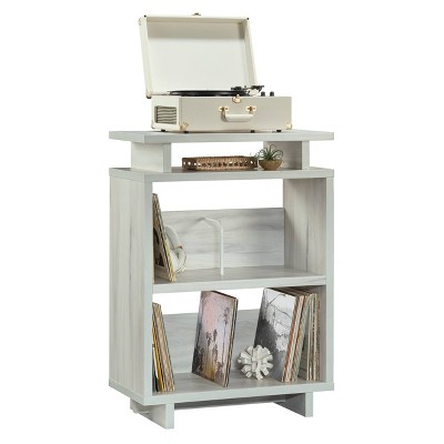 Gray Engineered Wood Bookcase with Cubes and Shelves