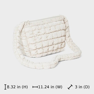 Wild Fable Puffer Crossbody Handbag - Wild Fable™ Cream: Softside, Woven, Single Strap, Zip Closure — фото 6