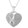 Haus of Brilliance Silver 1/10 cttw Diamond Heart and Ribbon Pendant Necklace - 3 of 4