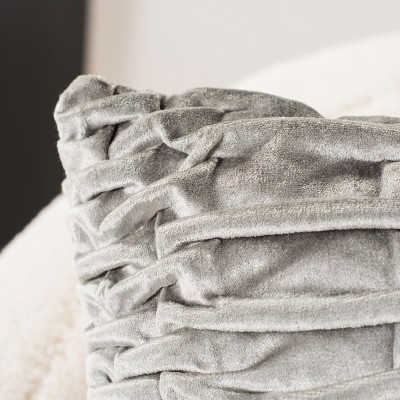 Marita 19" Light Grey Cotton Viscose Square Pillow