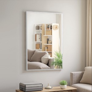 Chic 91cm Silver Aluminum Rectangular Mirror with Slim Frame, Right Angles, 1.5cm Depth - 1 of 3