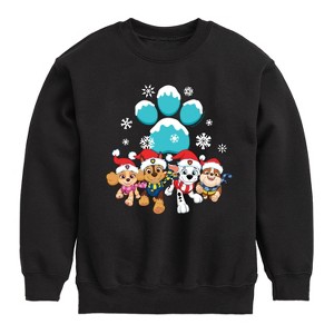 Boys' - Paw Patrol - Pup Group Snowy Pawprint Graphic Long Sleeve Fleece Sweatshirt - 1 of 4