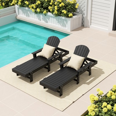 WestinTrends Dylan 2 Piece Adirondack Poly Reclining Chaise Lounge With Arms