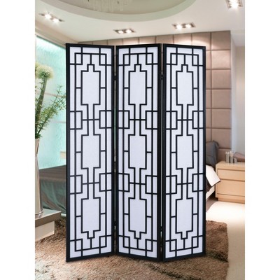 NicBex 4-Panel Room Divider for Home, Divider for Room Separation,  Folding Fabric Privacy Screen with Geometric Lattice for Home & Office