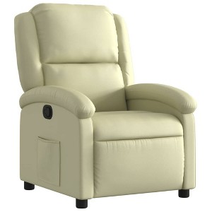 vidaXL Recliner Chair Cream Real Leather Single Seater Footrest - 1 of 4
