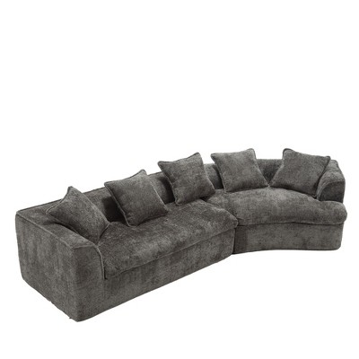 NicBex Modular Sectional Sofa,3-Seat Chenille Couch with 5 Pillows for Living Room,Apartment,Office