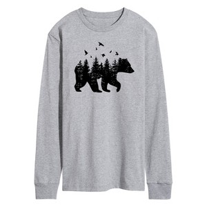 Men's - Instant Message - Forest Bear Silhouette Long Sleeve Graphic T-Shirt - 1 of 4