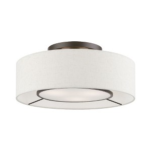 Livex Lighting Ellsworth 3 - Light Semi-Flush Mount in  Brushed Nickel/Shiny White - 1 of 3