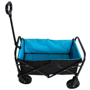 SEVOBAL Utility Storage Cart Mini Folding Trolley, A Versatile Small Trailer For Shopping On The Beach, Black And Blue, 30.31"*15.16"*36.22" - 1 of 4