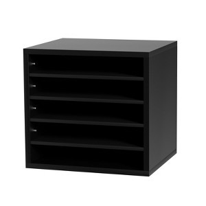 VEVOR Literature Organizers, 5 Compartments Office Mailbox with Adjustable Shelves, Wood Literature Sorter 13.9x12x13 inches, EPA Certified, Black - 1 of 4
