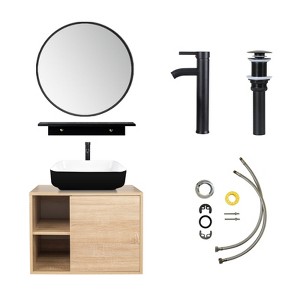 24 in. W x 19 in. D x 29 in. H Single Sink Bath Vanity in Burlywood with Burlywood Solid Surface Top and Mirror - 1 of 4