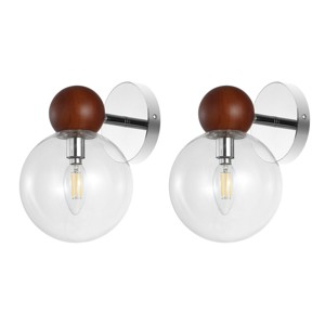 Rio 7" Wall Sconce (Set of 2) - Dark Walnut/Nickel - Safavieh - 1 of 4