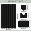 4 Pack Bathroom Shower Curtain Set with Non Slip Rugs Toilet Lid Cover and Bath Waterproof Solid Color Black Bathroom - 2 of 4
