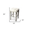HomeRoots 30" White And Silver Backless Counter Height Bar Chair - 3 of 3