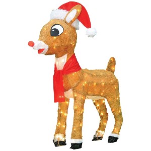 ProductWorks Santa Hat and Scarf Indoor/Outdoor Christmas Yard Ornament, Holiday Display with 120 Clear Lights - 1 of 4