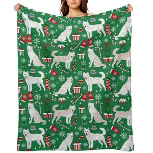Jindo Dog Christmas Christmas Throw Blanket Soft Fleece Christmas Blanket Cozy Flannel Throw for Couch Bed 50x60 inches - 1 of 1