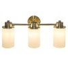 3 Light Metal and Opaque White Glass Shade Vanity Wall Light Fixture with Round Backplate -  Lalia Home - 2 of 4