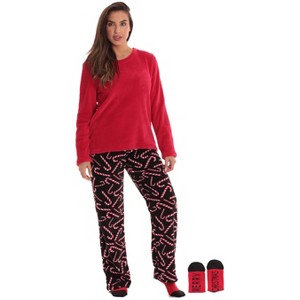 Just Love Womens Plush Pajama Pant Set with Matching Socks  Fun, Cozy Sleepwear with Sayings - 1 of 4