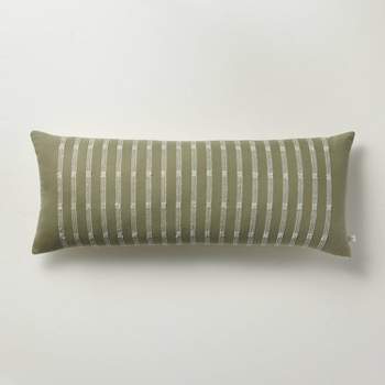 12"x30" Textured Rail Stripe Lumbar Throw Pillow Sage Green/Cream - Hearth & Hand™ with Magnolia