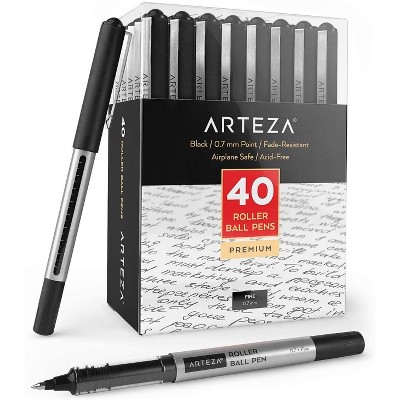 Arteza Roller Ball Pens, Black Ink, 0.7 mm Bullet Point - 40 Pack (ARTZ-9294)