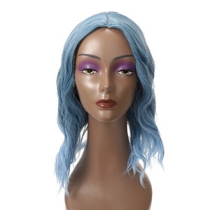 Unique Bargains Women Curly Shoulder Length Human Hair Wigs 14" with Wig Cap - 1 of 4