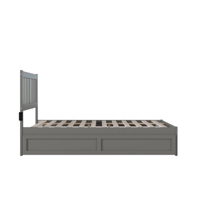 Tahoe Gray Full Wood Platform Bed with Trundle and USB Charger
