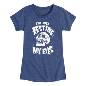 Girls' - Instant Message - Resting My Eyes Fitted Short Sleeve Graphic T-Shirt - 1 of 4