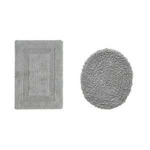 Lux Premium 100% Cotton Tufted Solid Reversible 2 PC Bath Rug Set – Ultra-Soft, Water-Absorbent, Durable, Machine Washable Bathroom Rug - 1 of 4