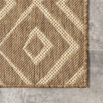 Beige Geometric Trellis Indoor/Outdoor Patio Area Rug 5' x 8'