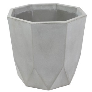Sunnydaze Indoor/Outdoor Modern Faceted Polyresin Flower Pot Planter - 16" - 1 of 4