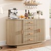 Buffet Cabinet, 47" Fluted Multi-Functional Coffee Bar with 4 Drawers & Sliding Doors - Modern Oak Sideboard - 3 of 4