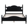 Wood Platform Bed with Retro Design Headboard, Sturdy Pine Frame, No box spring beds, Easy Assembly-Maison Boucle - 3 of 4