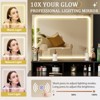 COMHOMA Vanity Desk with Mirror and Lights, Makeup Vanity Table with Large HD Mirror, 4 Drawers & Storage Shelves - 3 of 4