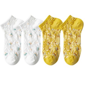 Anna-Kaci 4 Pairs Women's Low-Cut Floral Embroidered Socks Soft Combed Cotton Breathable Fit for Sneakers Flats and Everyday Casual Wear - 1 of 4