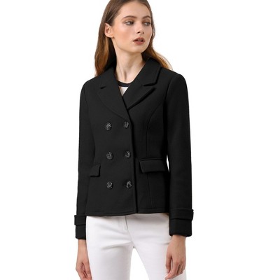INSPIRE CHIC Women's Notched Lapel Double-Breasted Pea Coat