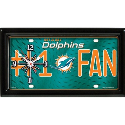 NFL Wall/Desk Analog Clock, #1 Fan with Team Logo - Miami Dolphins