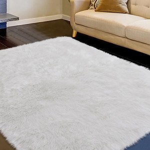 Long Pile Faux Sheepskin Floor Cushion, Ultra-Soft Shaggy Carpet for Bedroom, Living Room, Sofa, Kids Room - 1 of 4