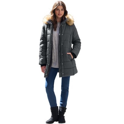 Roaman's Classic Length Quilted Puffer Jacket
