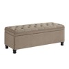 Tufted Upholstered Storage Bench with Spindle Wooden Legs, Faux Leather/Linen Entryway Bench with Hidden Storage, Bed End Ottoman - ModernLuxe - 4 of 4