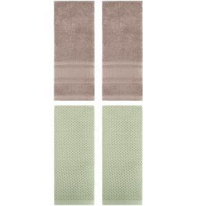 REGALWOVEN 4 Pcs Cotton Soft Absorbent Waffle Hand Towel for Bathroom - 1 of 4