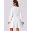 Allegra K Women's Round Neck Work Office Button Decor Long Sleeve A Line Dress - 3 of 4