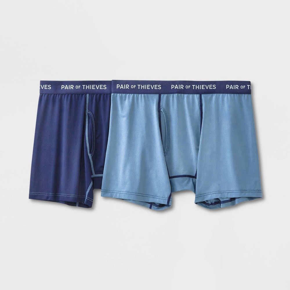 Pair of Thieves Men's 2pk Super Fit Boxer Briefs - Blue L