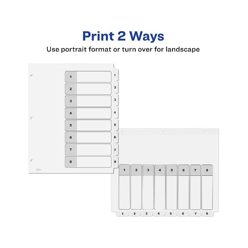 Avery Pre-Printed 8-Tab Numeric Dividers Customizable 11822, 5 of 8