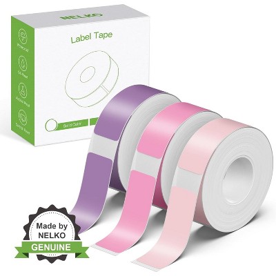 NELKO Genuine P21 Label Maker Tape, Adapted Label Print Paper, 14x40mm (0.55"x1.57"), Multipurpose of P21, 180 Tapes/Roll, 3-Roll, Purple/Rose/Pink