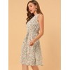 Allegra K Women's Floral Split Neck Drawstring Waist Sleeveless A-Line Summer Midi Dress - 2 of 4